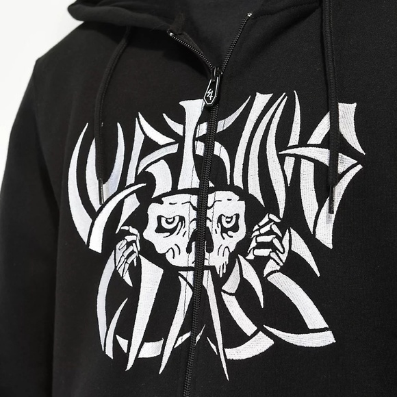 Lurking Class Sketchy Tank Bones Black Zip Hoodie Embroidered Chest Design L NEW - Picture 3 of 7